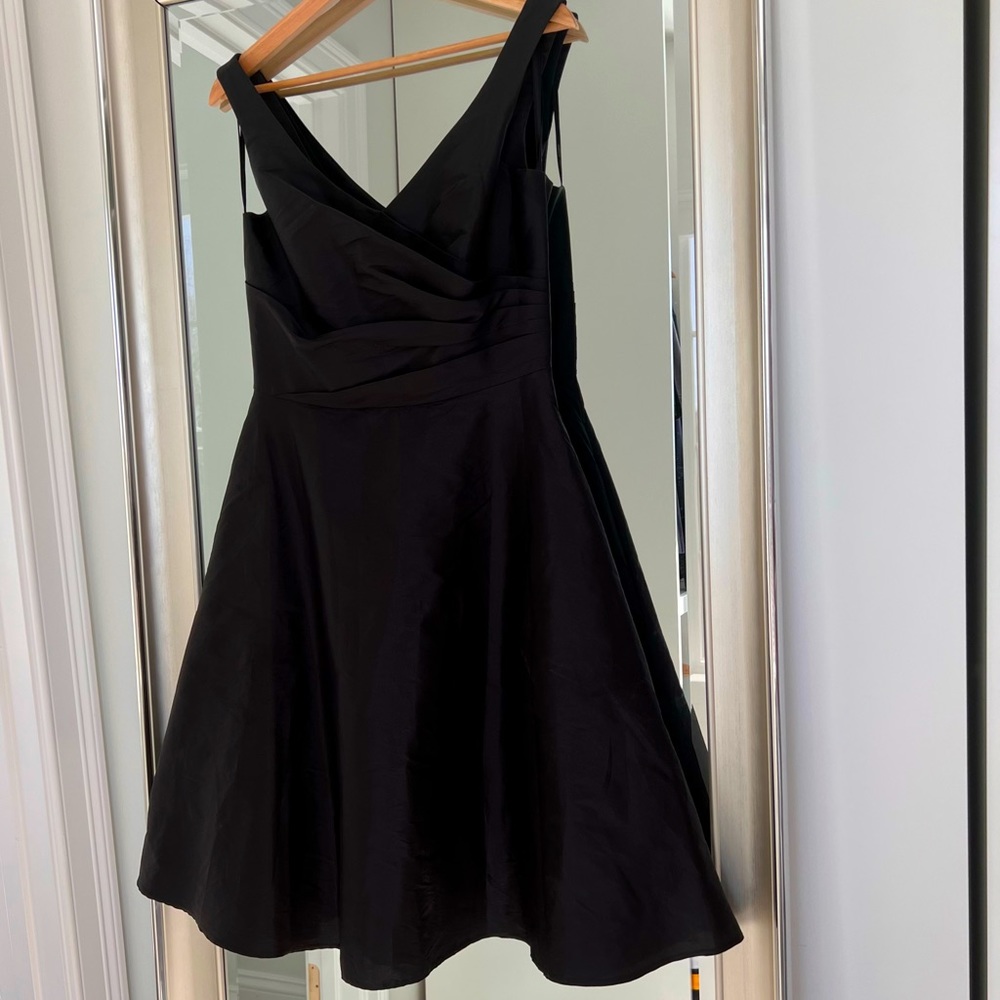 Black Satin Fit and Flare with Pockets
